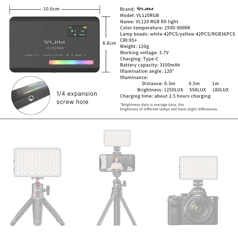 2026 New120 RGB Pocket Fill Li - Photography With Lighting 评论和价格
