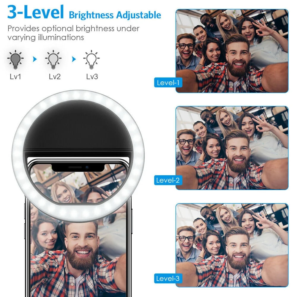 USB Rechargeable LED Selfie Ri - Photography Lighting And Background 评论和价格