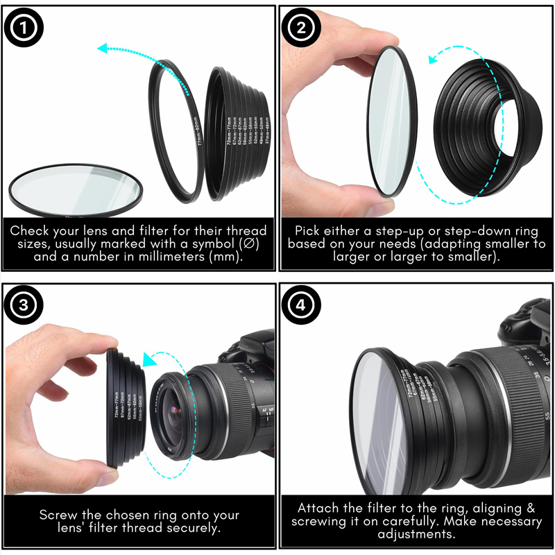 18pcs Camera Lens Filter Step  - Macro Photography Lighting Kit 评论和价格