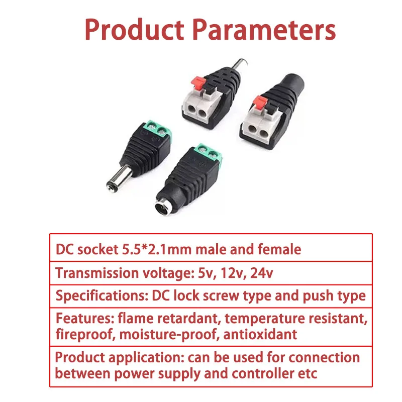 Female and Male DC Connectors  - Photography Led Lighting Kit 评论和价格