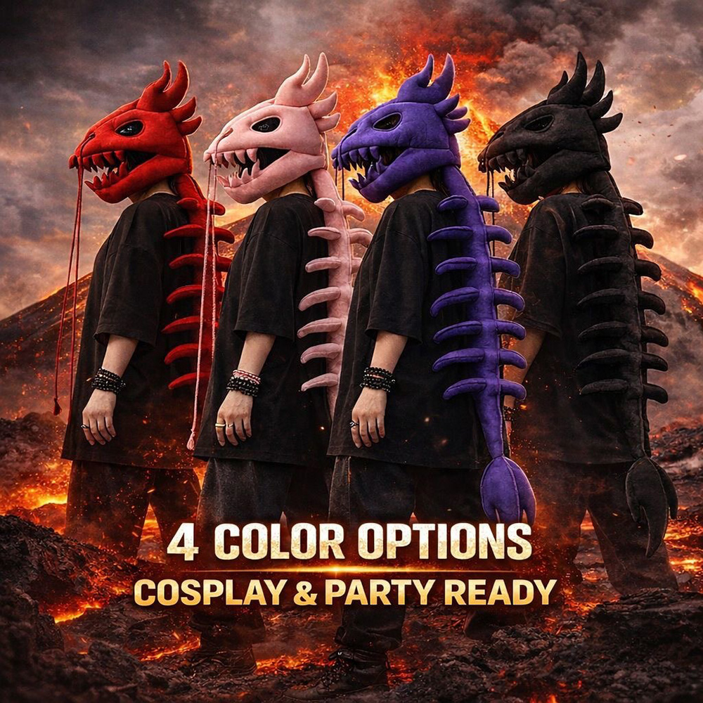 Dragon Skull Spine Plush Hood  - Photography With Lighting 评论和价格