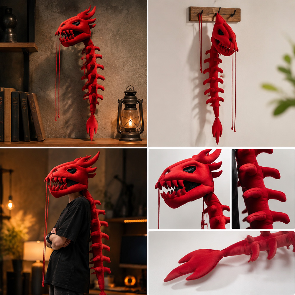 Dragon Skull Spine Plush Hood  - Photography With Lighting 评论和价格
