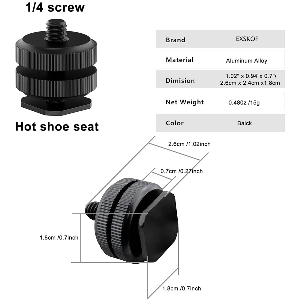 Aluminum Alloy Hot Shoe to 1/4 - Photography Led Lighting Kit 评论和价格